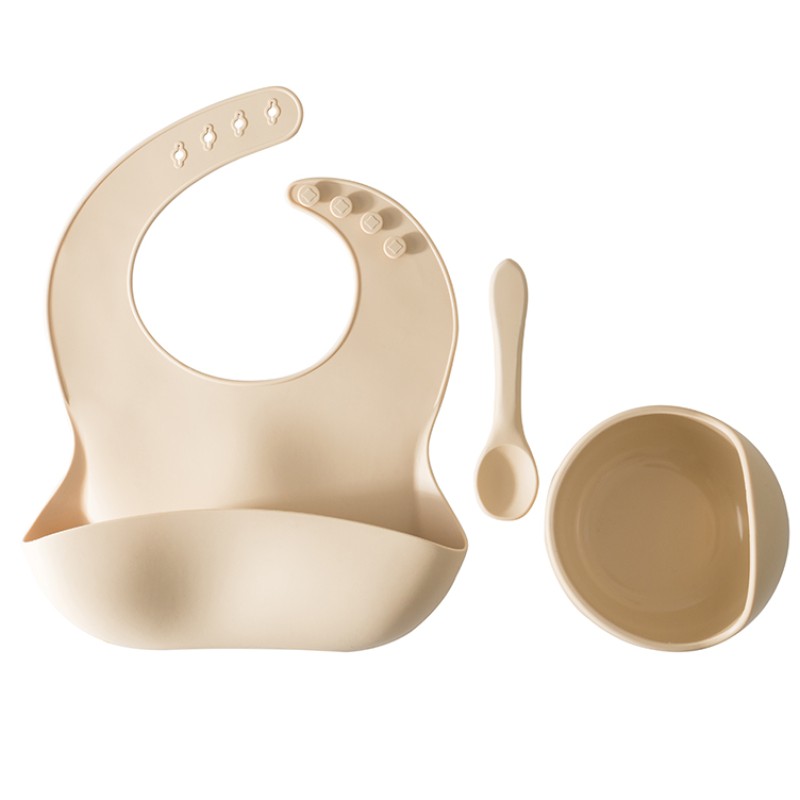 Silicone Baby Feeding Set Waterproof Washable Feeding Baby Bowl Bib Silicone Baby Bib Set Newborn