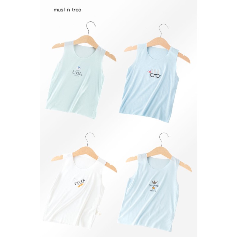 Muslin Tree Recycled Cellulose Fiber Baby White Girl Children Vest