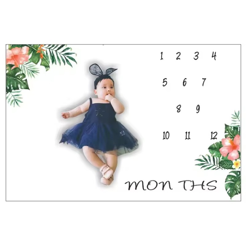 Muslin Tree Milestone Month Blanket Double-Sided Baby Milestone Baby Swaddle Blanket