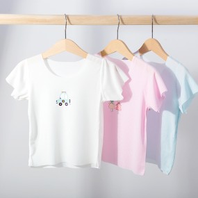 Custom Stretch Children Baby T-Shirt Recycled Cellulose Fiber Cute T-Shirt Short Sleeve Custom Sample Service Unisex Summer Shirt Wear