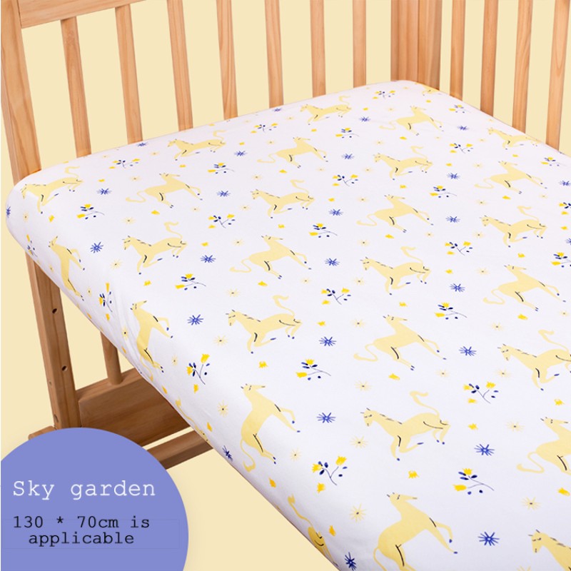 Breathable Organic Cotton Crib Sheet Cartoon Pattern Fitted Sheet Household Disposable Weaving Technology Fits Various Beds