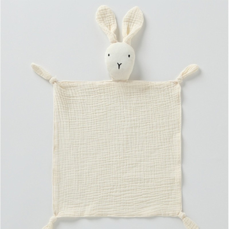Cute Muslin Rabbit Baby Quilt Security Blanket Organic Cotton Rabbit Quilt Drool Bib