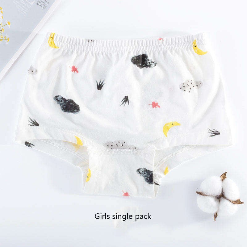 Custom Sample Service 100% Cotton Daily Muslin Tree Underwear Set For Children & Girls Panties With Print Craft and OPP Bag