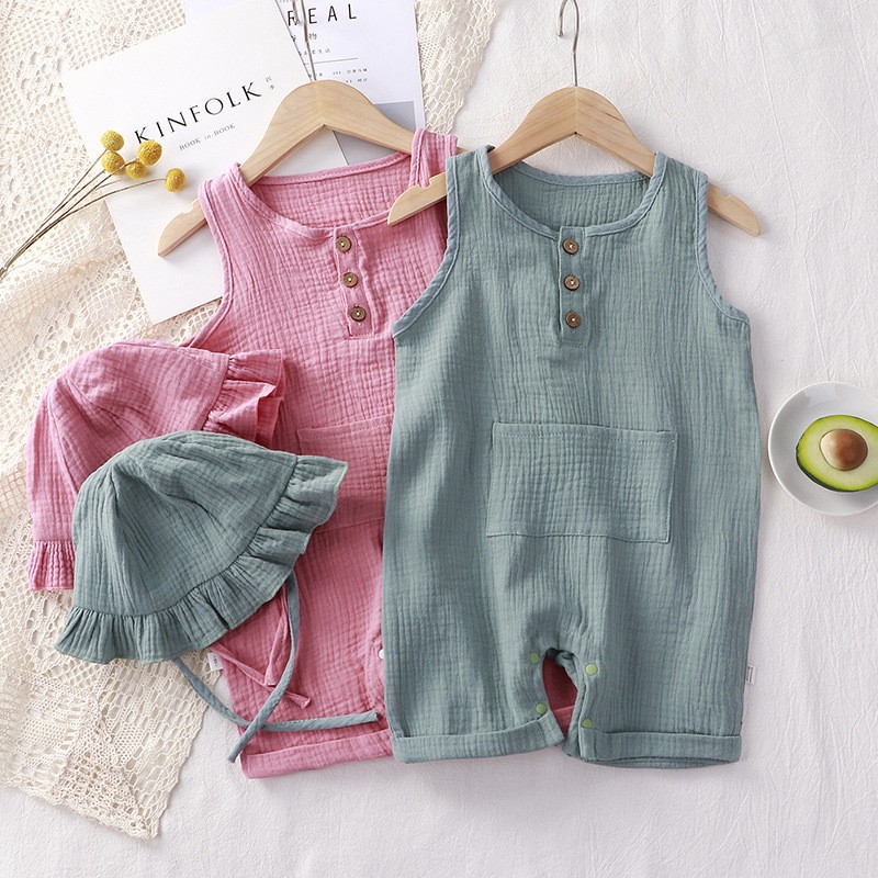 Baby Newborn Girl Summer Outfit Short Set Baby Sleeveless Romper Boys Girls Pajamas Romper