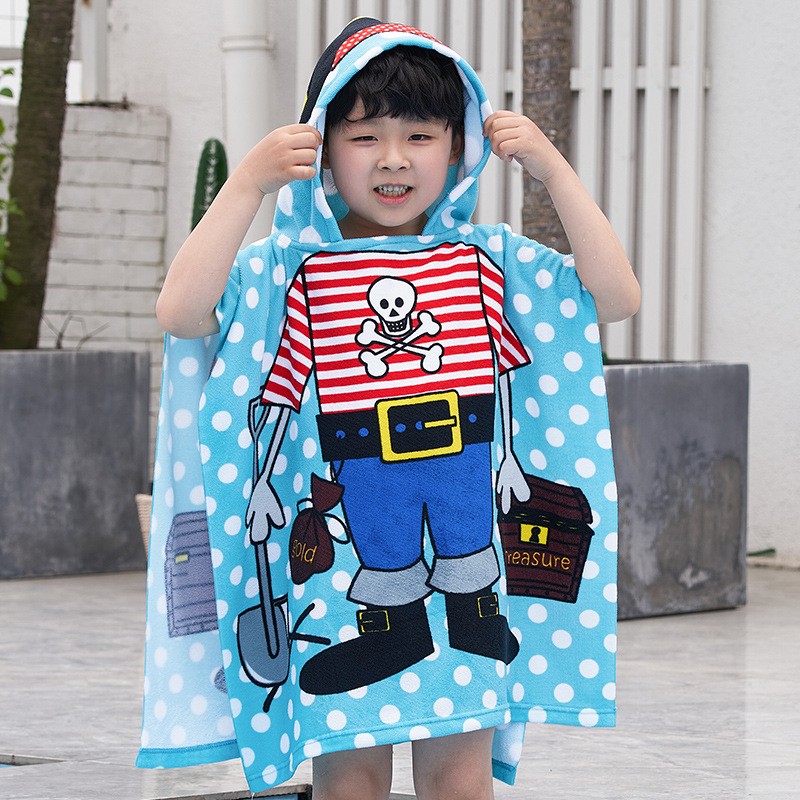 Fast Drying Absorbent Double-Sided Animal Pattern Bath Towel Organic Microfiber Children Baby Beach Hooded Towel