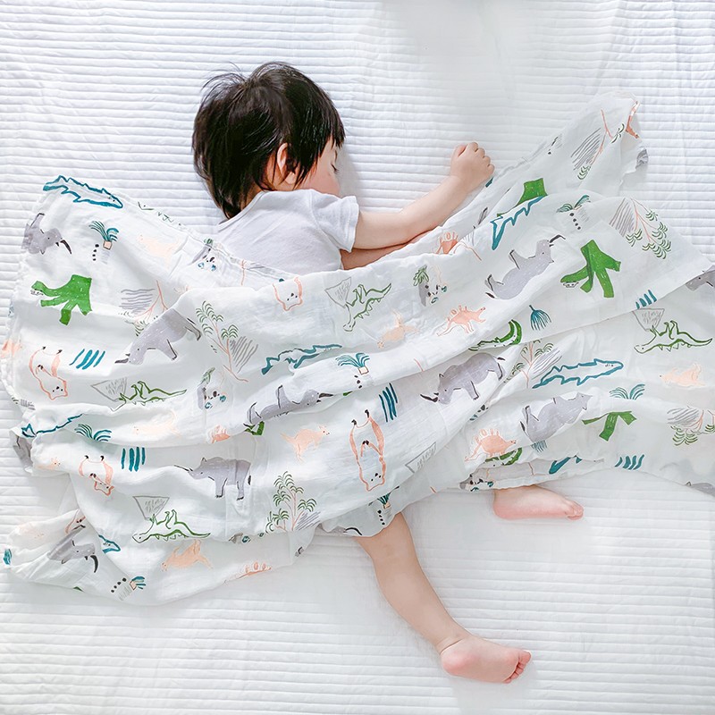 Wholesale Anti-Pilling Bamboo Cotton Quilt Soft Printed Animal Baby Blanket Portable