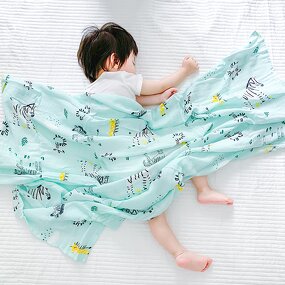 Wholesale Anti-Pilling Bamboo Cotton Quilt Soft Printed Animal Baby Blanket Portable