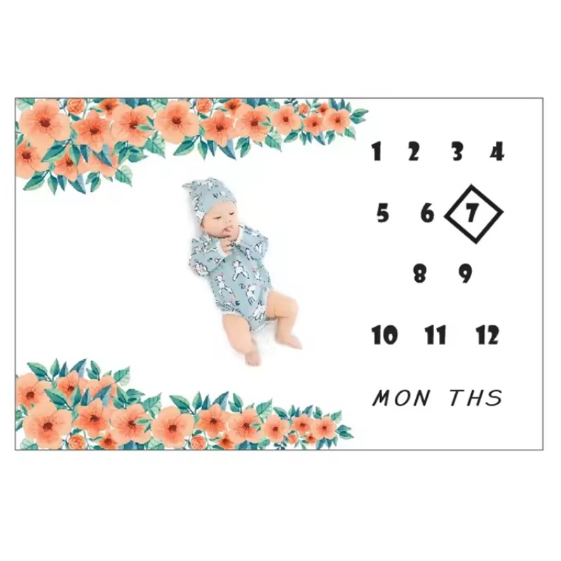 Muslin Tree Milestone Month Blanket Double-Sided Baby Milestone Baby Swaddle Blanket