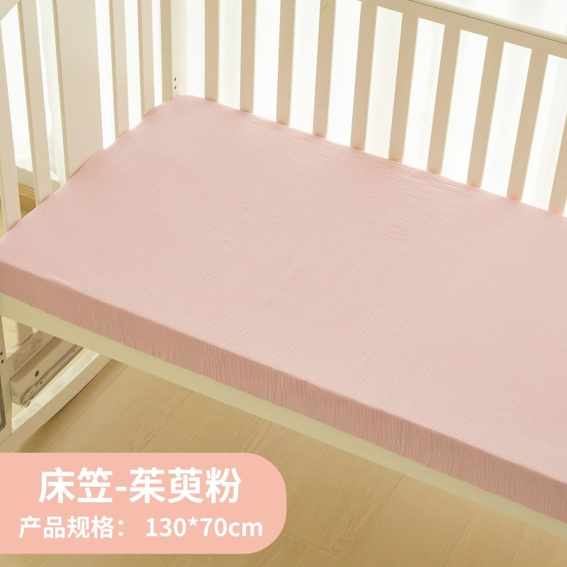Factory Custom 100% Breathable Pure Cotton Crib Sheet Ultra-Soft Muslin Set Crib Sheet