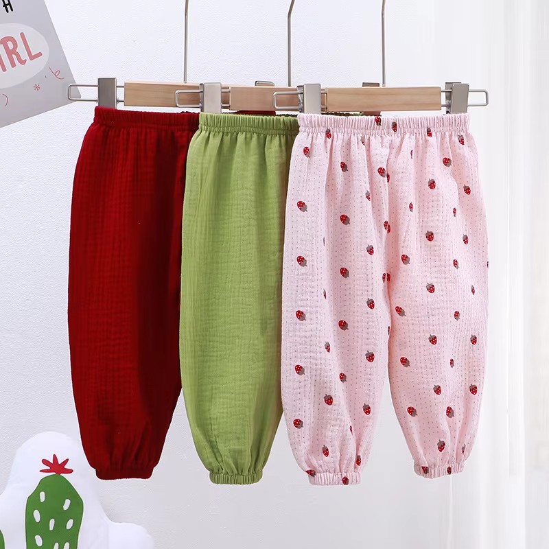 Baby Pants Cotton Gauze Mosquito Pants Long Bloomer Pants Harem Candy Color Sport Cotton Casual Pants