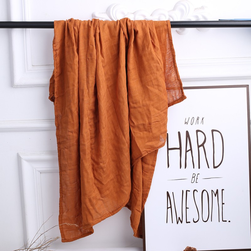 Muslin Plain Weave Bamboo Cotton Baby Muslin Gauze Swaddle Blanket Solid Color 2-Layer Newborn Toddler