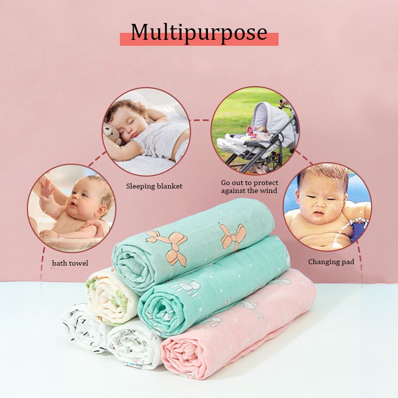 Wholesale Anti-Pilling Bamboo Cotton Quilt Soft Printed Animal Baby Blanket Portable