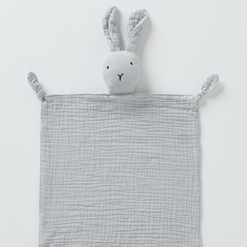 Cute Muslin Rabbit Baby Quilt Security Blanket Organic Cotton Rabbit Quilt Drool Bib