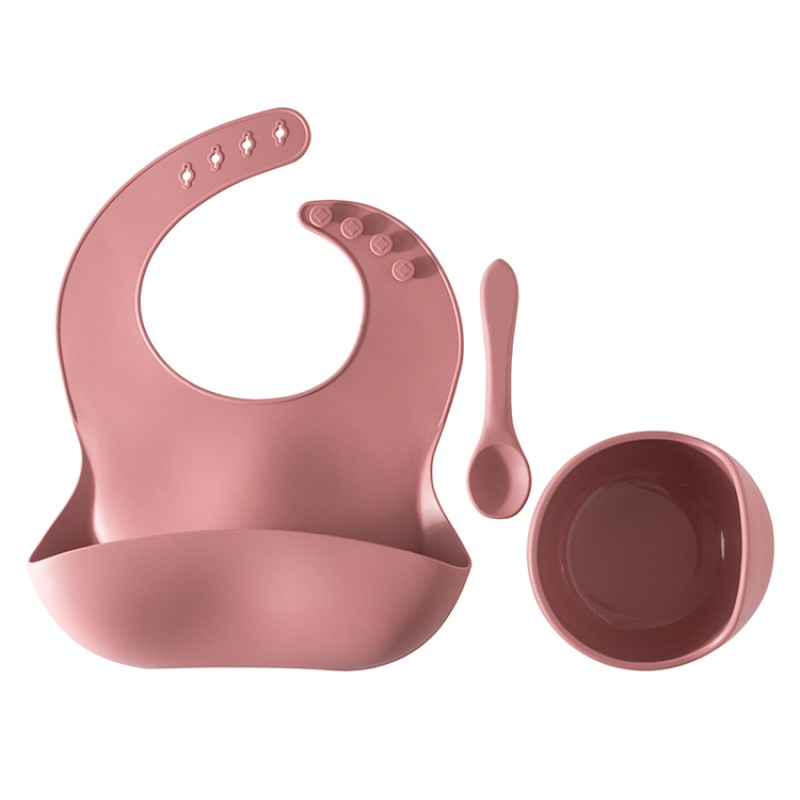 Silicone Baby Feeding Set Waterproof Washable Feeding Baby Bowl Bib Silicone Baby Bib Set Newborn