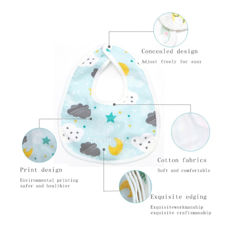 Muslin Tree 100% Cotton Wholesale Washable Baby Bib With Buttons