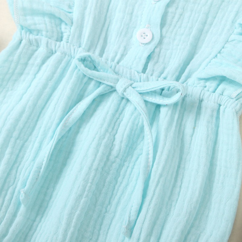 Toddler Girl Ruffle Sleeveless Romper Casual Summer Romper Pure Cotton Newborn Clothing