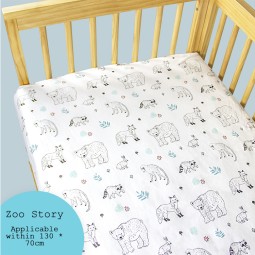 Breathable Organic Cotton Crib Sheet Cartoon Pattern Fitted Sheet Household Disposable Weaving Technology Fits Various Beds