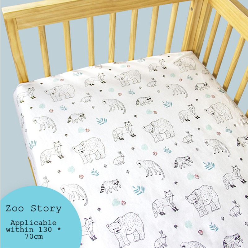 Breathable Organic Cotton Crib Sheet Cartoon Pattern Fitted Sheet Household Disposable Weaving Technology Fits Various Beds