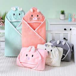 High Quality Durable Use Various Cute Cat Design Quick-Dry Coral Fleece Large Hood Baby Bath Towel