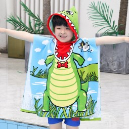 Fast Drying Absorbent Double-Sided Animal Pattern Bath Towel Organic Microfiber Children Baby Beach Hooded Towel