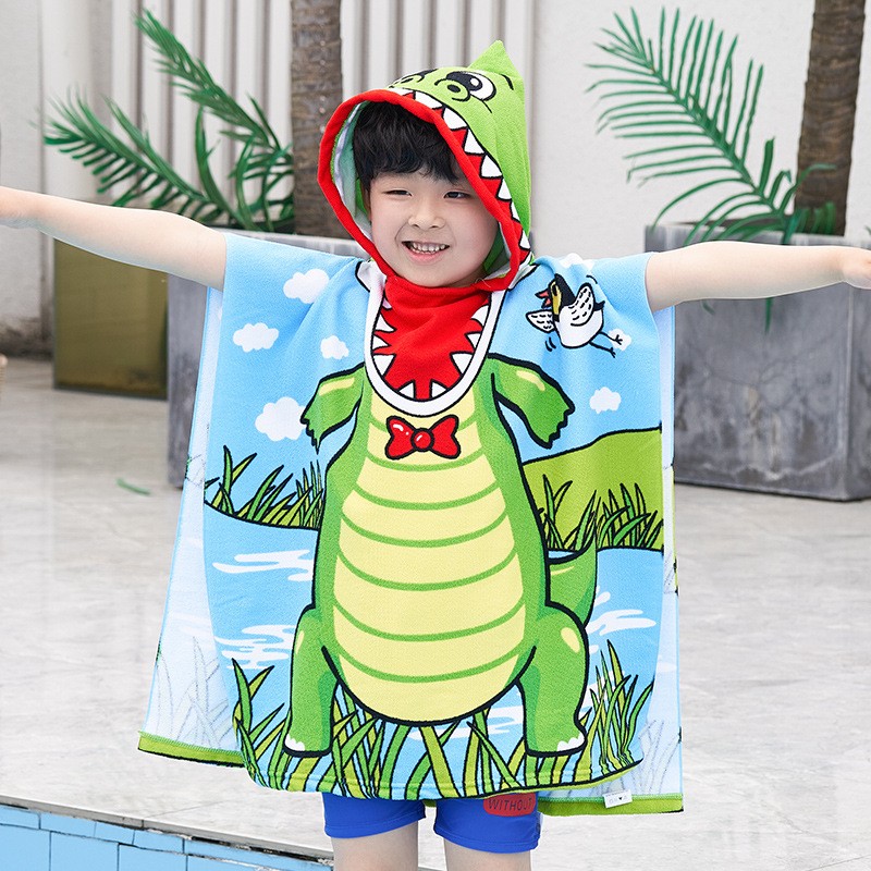 Fast Drying Absorbent Double-Sided Animal Pattern Bath Towel Organic Microfiber Children Baby Beach Hooded Towel