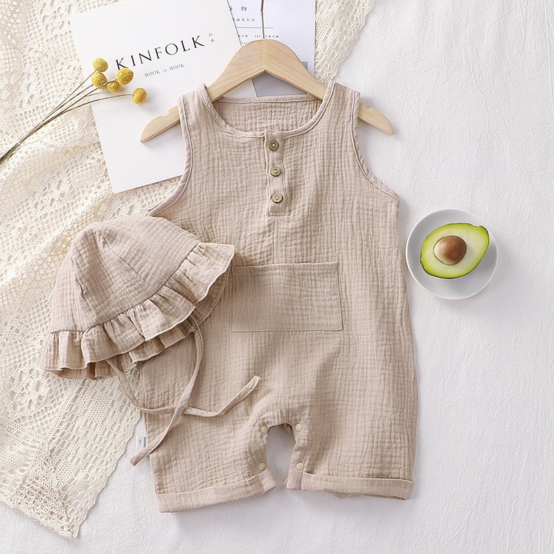 Baby Newborn Girl Summer Outfit Short Set Baby Sleeveless Romper Boys Girls Pajamas Romper