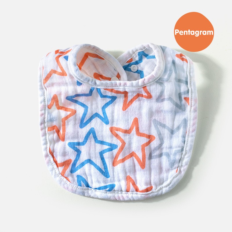 Wholesale Custom Organic Cotton Baby Saliva Bib Towel U-shaped Gauze Bib Antibacterial Function 100% Cotton Muslin Tree Design