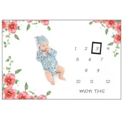 Muslin Tree Milestone Month Blanket Double-Sided Baby Milestone Baby Swaddle Blanket