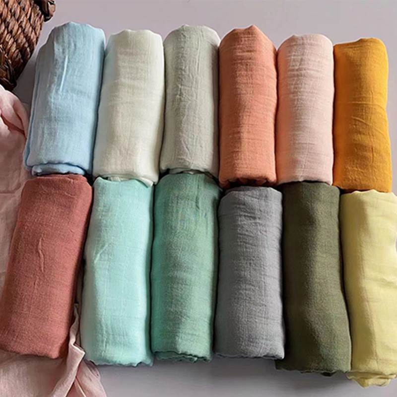 Portable Soft New Style Solid Color Pure Cotton Baby Gauze Swaddle Blanket