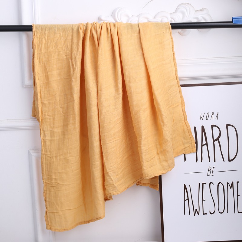 Muslin Plain Weave Bamboo Cotton Baby Muslin Gauze Swaddle Blanket Solid Color 2-Layer Newborn Toddler