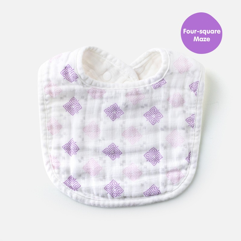 Wholesale Custom Organic Cotton Baby Saliva Bib Towel U-shaped Gauze Bib Antibacterial Function 100% Cotton Muslin Tree Design
