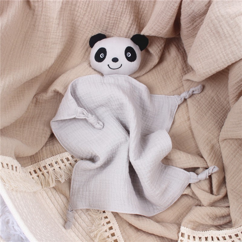 Organic Cotton Plush Toy Gauze Panda Cute Shape Baby Quilt Animal Baby Blanket