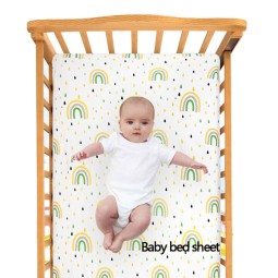 100% Cotton Knit Fitted Crib Sheet Quick-Dry Solid Muslin Cartoon Embroidery Simple Home Textile Baby Blanket