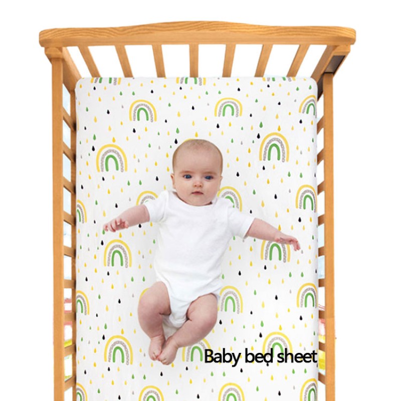 100% Cotton Knit Fitted Crib Sheet Quick-Dry Solid Muslin Cartoon Embroidery Simple Home Textile Baby Blanket