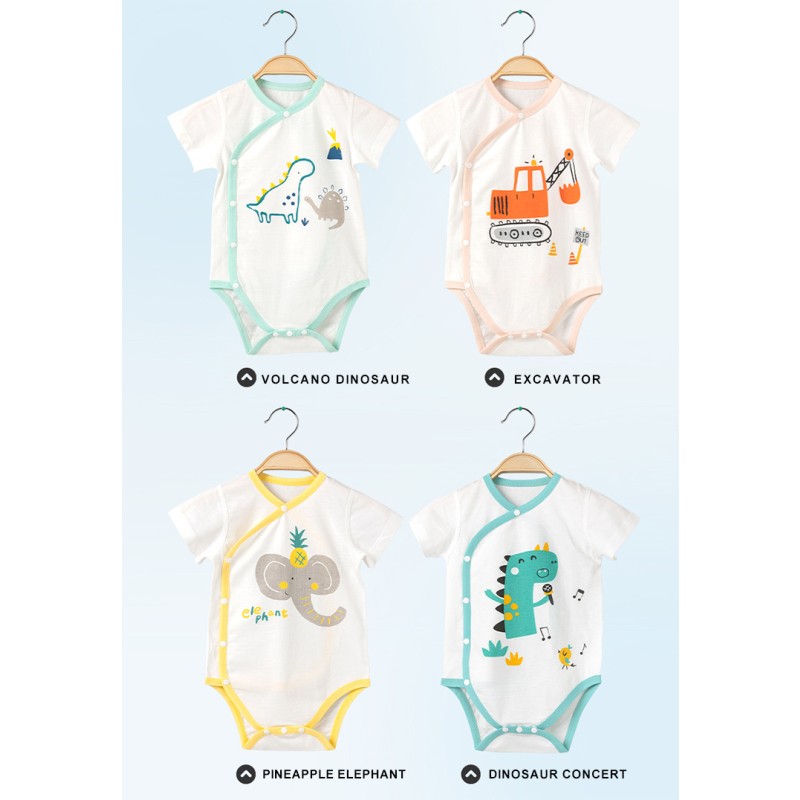 100% Pure Cotton Baby Onesie Baby Clothes Newborn Bodysuit Summer Short Sleeve Baby Onesie With Buttons