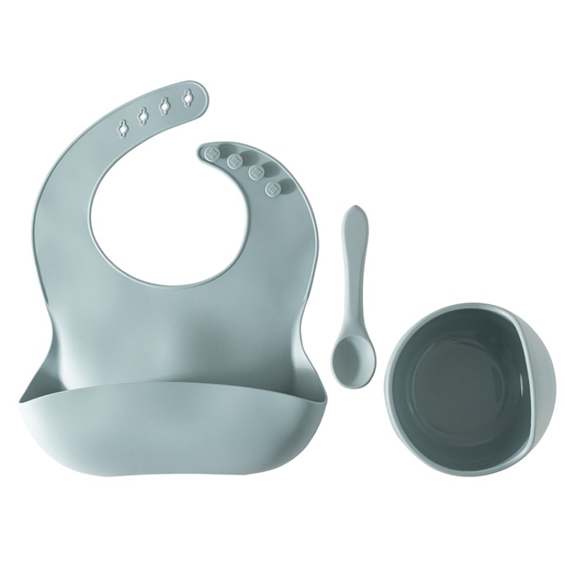 Silicone Baby Feeding Set Waterproof Washable Feeding Baby Bowl Bib Silicone Baby Bib Set Newborn