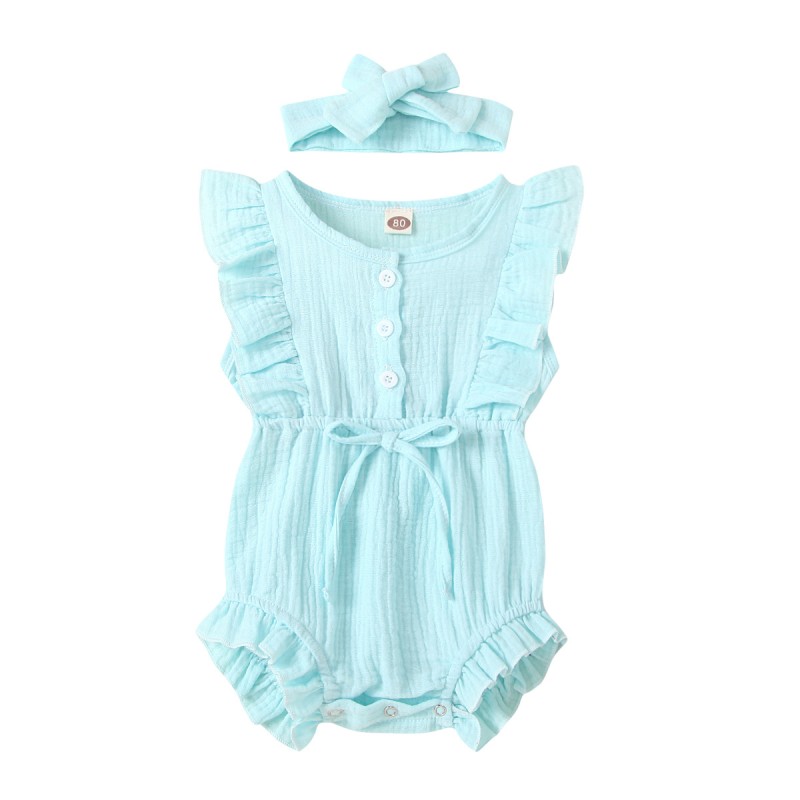 Toddler Girl Ruffle Sleeveless Romper Casual Summer Romper Pure Cotton Newborn Clothing