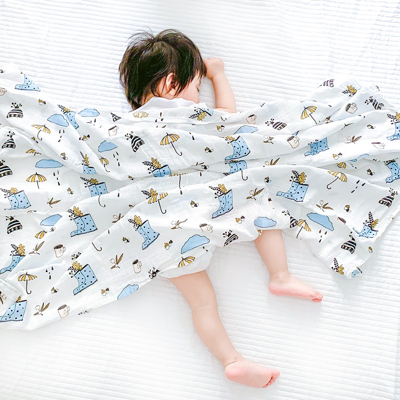 Wholesale Anti-Pilling Bamboo Cotton Quilt Soft Printed Animal Baby Blanket Portable