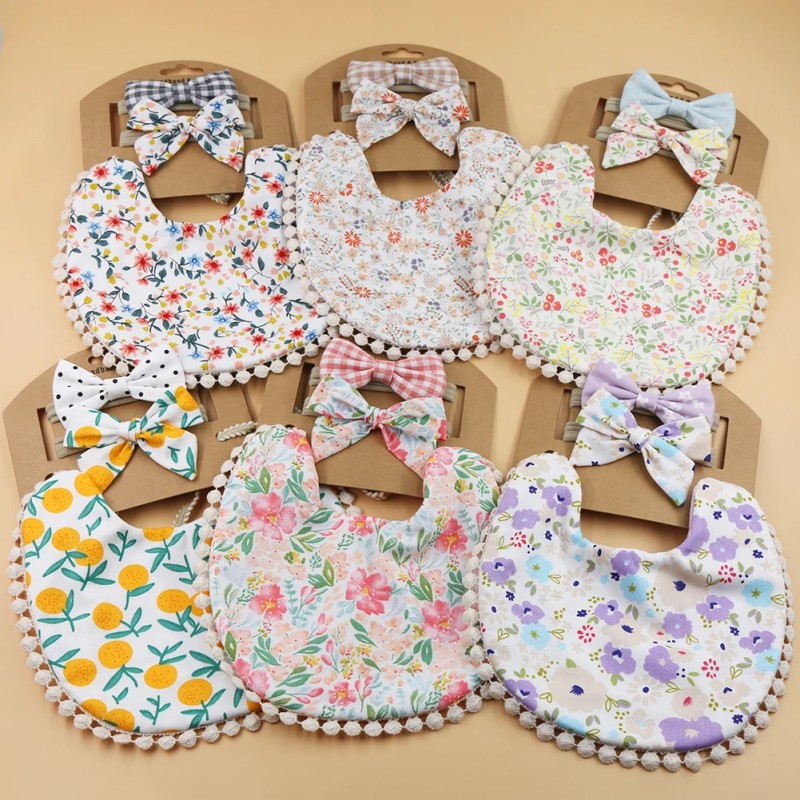 Wholesale Girl Bib Baby Drool Bib Toddler Saliva Towel Feeding Burp Double-Sided Print Baby Drool Bib