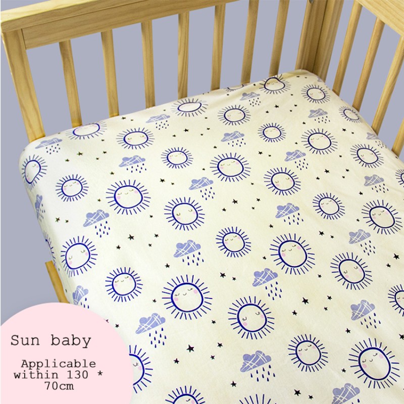 Breathable Organic Cotton Crib Sheet Cartoon Pattern Fitted Sheet Household Disposable Weaving Technology Fits Various Beds