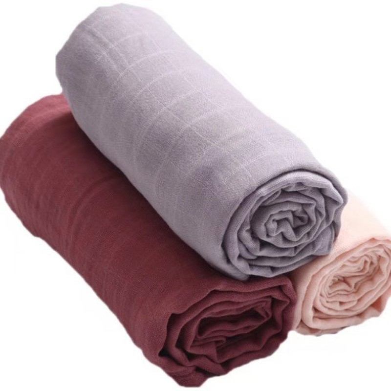 Portable Soft New Style Solid Color Pure Cotton Baby Gauze Swaddle Blanket