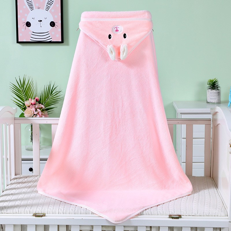 High Quality Durable Use Various Cute Cat Design Quick-Dry Coral Fleece Large Hood Baby Bath Towel
