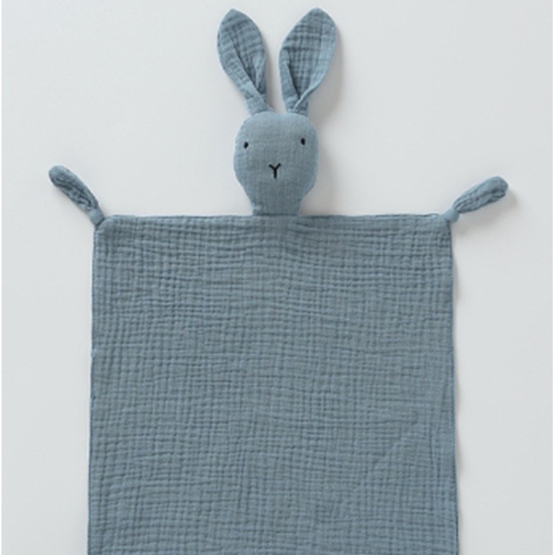 Cute Muslin Rabbit Baby Quilt Security Blanket Organic Cotton Rabbit Quilt Drool Bib
