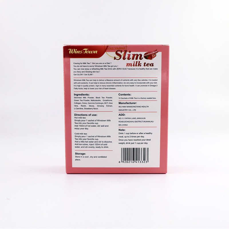 Wholesale Weight Loss Detox Flat Belly Milk Tea Bag Best Slimming Fast Skinny Slim Milk Tea Strawberry Flavor Herbal Tea