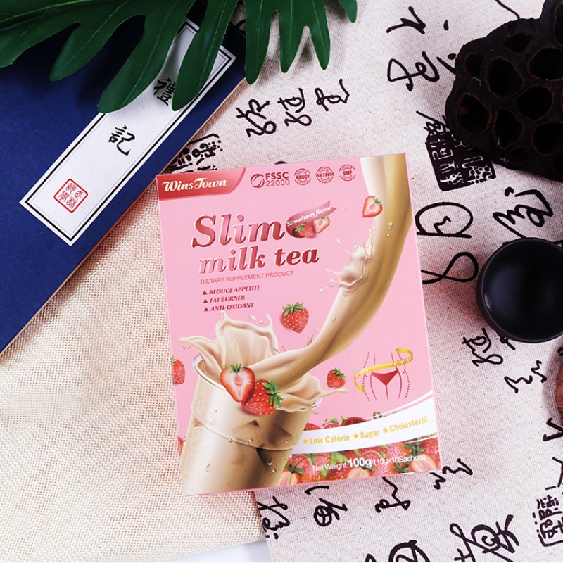 Wholesale Weight Loss Detox Flat Belly Milk Tea Bag Best Slimming Fast Skinny Slim Milk Tea Strawberry Flavor Herbal Tea