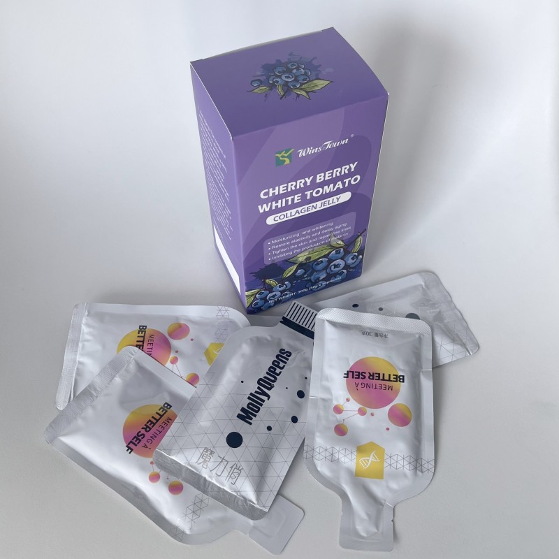 Wholesale Customized Cherry Berry White Tomato Flavor Skin Healthy Anti Aging Suck 10 Bag Fruit Jelly