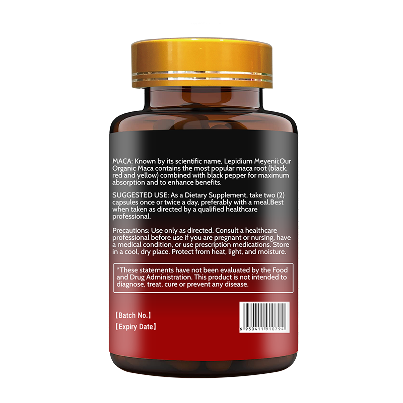 Wholesale Custom Maca Root Extract Kidney Tonic Capsules Natural Herbal Supplement Maca Capsules for Men