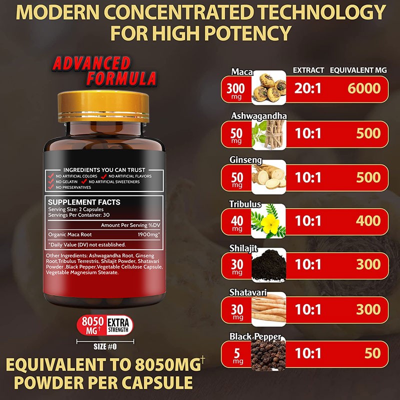 Wholesale Custom Maca Root Extract Kidney Tonic Capsules Natural Herbal Supplement Maca Capsules for Men