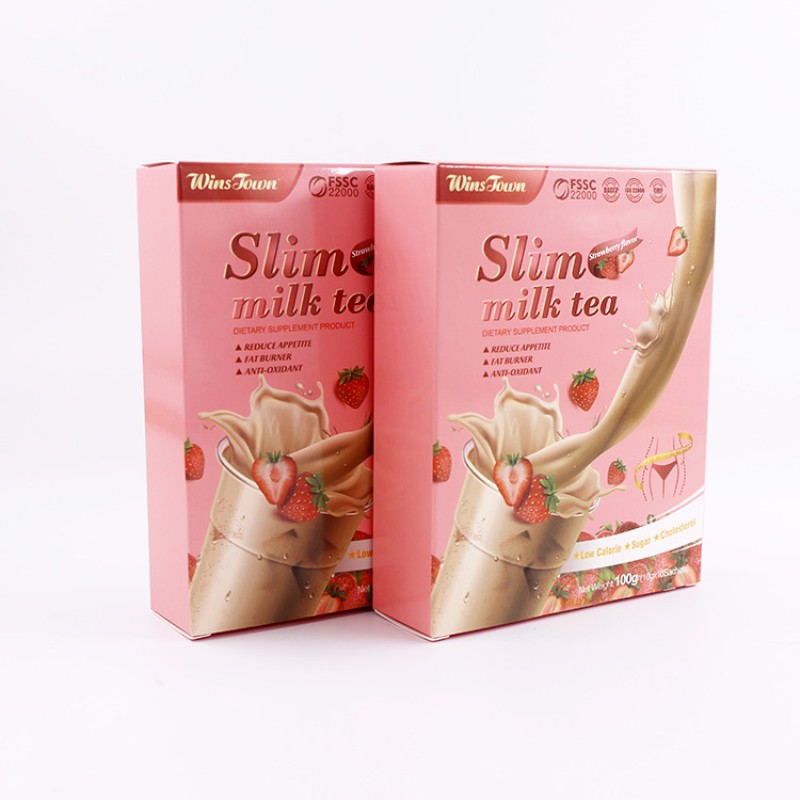 Wholesale Weight Loss Detox Flat Belly Milk Tea Bag Best Slimming Fast Skinny Slim Milk Tea Strawberry Flavor Herbal Tea