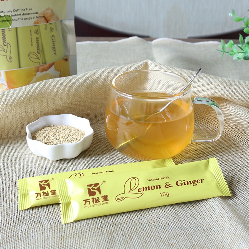 Lemon Ginger Tea Granules Herbal Natural Honey Fruit Powder Vitamin C Energy Fit Dietary Vegan Solid Drinks boost Immunity Tea